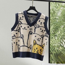 Knit Sweater Vest Top Jumpers Cute Cartoon Animal Patterns fashion