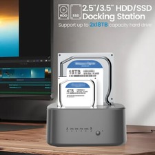Dual 2x18TB SSD HDD Docking Station for 2.5/3.5" USB3.0 SATA External Hard Drive