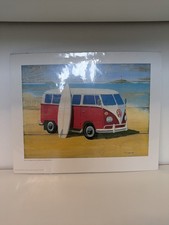 Red VW Campervan Unframed Printed Art by Martin Wiscombe A4