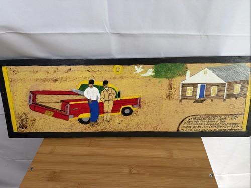 Gullah folk art woodburning - art,