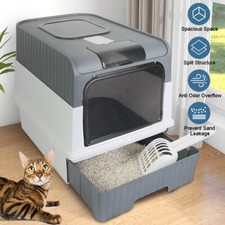 Large Cat Litter Box Self Cleaning Pan Drawer Anti-Splashing Cat Potty Tray UK