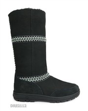 UGG Australia Sundance Black Suede Fur Boots Womens Size 8 *NIB*