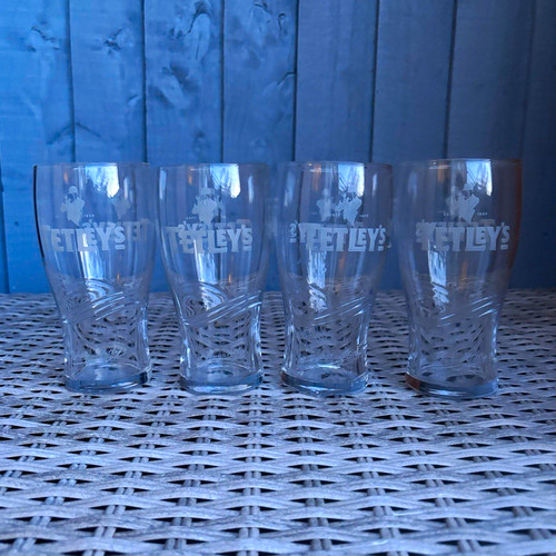 Tetley set etched glass - set, 4