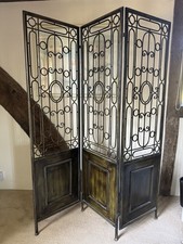 Vintage Style Metal Room Divider with 3 Panels