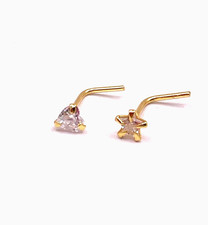 Heart or star  nose stud gold
