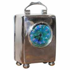 STERLING SILVER ENAMEL LIBERTY'S LONDON ARCHIBALD KNOX MINIATURE CARRIAGE CLOCK