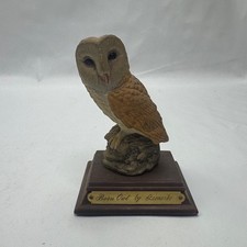 Leonardo Barn Owl Resin Figurine on Wooden Base Brown/Cream