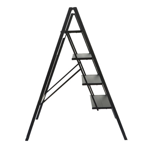 Aluminum black step ladder - black,