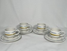 Portmeirion Coast Espresso Cups and Saucers X4 Blue Green Stripe Demitasse 