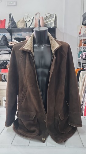 Men brown leather shearling - men's,