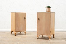 VINTAGE LIMED WALNUT PAIR OF BEDSIDE TABLES 1950'S MID CENTURY DELIVERY OPTION