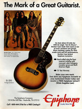 vtg BROTHER CANE EPIPHONE EJ-200 MAGAZINE PRINT AD Sunburst Acoustic Guitar