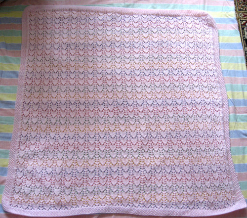 Knitted pink lacey baby pram - knitted,
