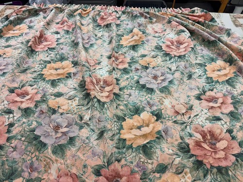Pair flower print curtains - flower,