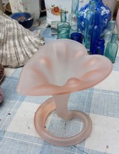 Art Nouveau Frosted Glass Trumpet Flower Vase. Calla Lily Flower Glass Vase.