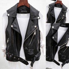 Womens Faux Leather Waistcoat