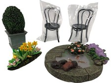 Miniature Garden Dollhouse Accessories with Plants and Chairs T2080 HY32