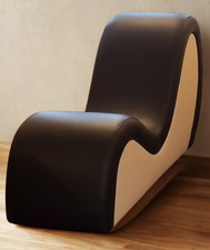 Black and Cream Faux Leather Chaise Lounge - Need it sold ASAP