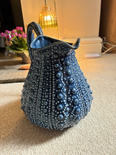 Large blue ceramic urchin jug - blue,