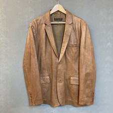 Vintage Woodland Leather Men’s Tan Leather Blazer Coat Single Breasted Size L