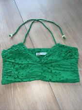 Zara Cropped Green Halter Neck Top L Summer
