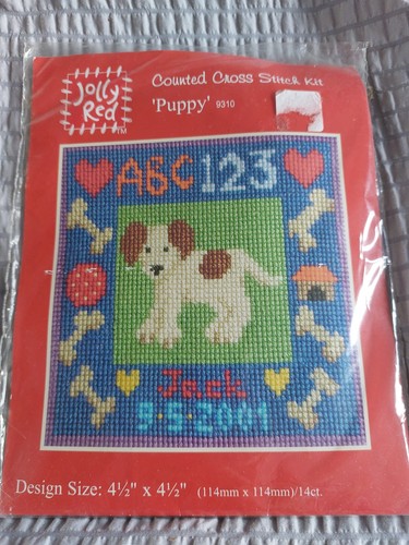 Jolly red puppy - red, stitch