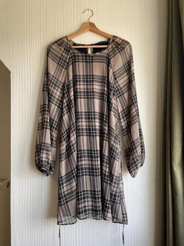 Black beige plaid tartan long - tartan,