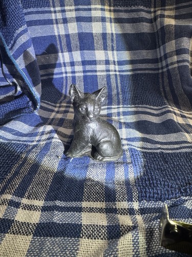Cat carved coal ornament - cat,