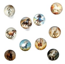 HORSE Animal Glass PUSH PIN Set - 10pc Handmade Decorative Memo Board Office