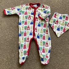 Mamas And Papas Baby Christmas Sleepsuit And Bib 3-6 Months