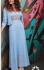 BNWT Blue ZARA Alpaca Wool Blend Knit Midi Skirt M 10/12 28-32" waist £49.99!