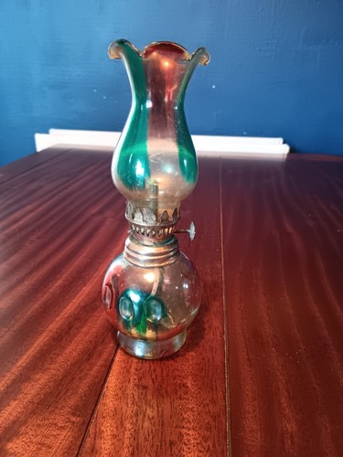 Vintage mini glass oil lamp - oil,
