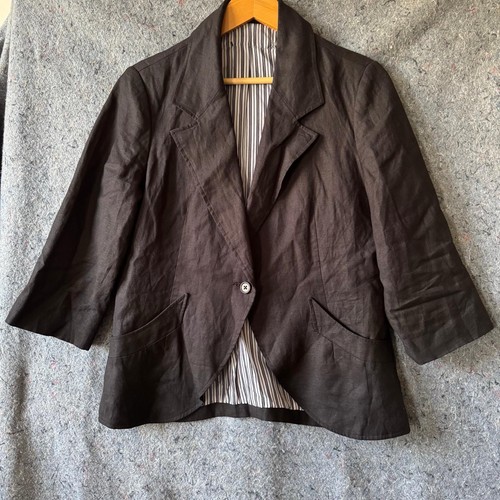Black linen blend - black, blazer