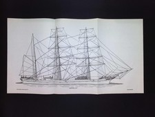 Berwick Law Sailing Ship Plan – 1927 Fold-Out Illustration Nautical Ephemera