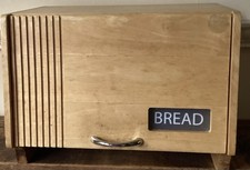 Wooden Bread Bin Hinged Lid Vintage