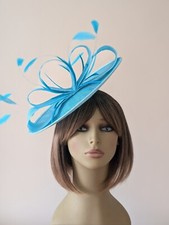 Turquoise light blue sinamay fascinator, wedding, races, mother of the bride