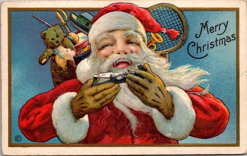 Christmas postcard santa - christmas,