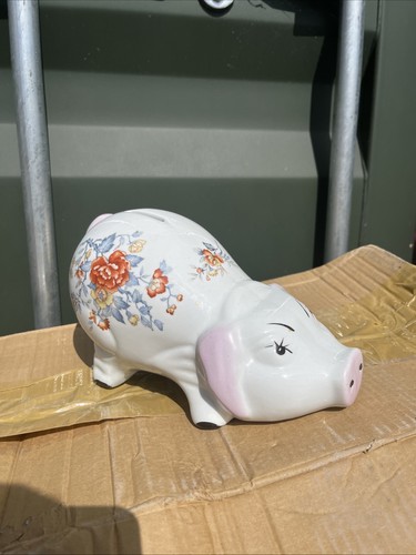 Vintage floral piggy bank - vintage,