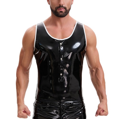 Men button slim tank - button-up,