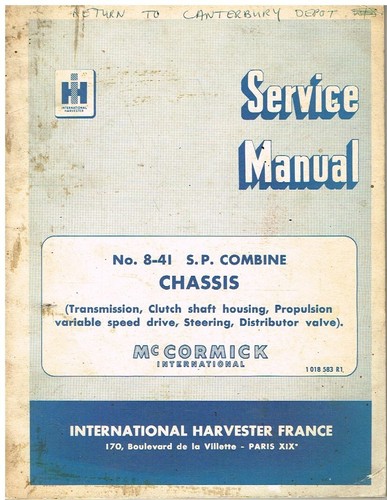 Int harvester combine - harvester, 8-41