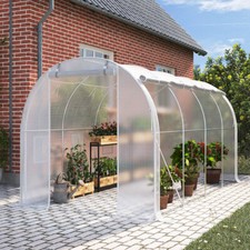 4 x 3 x 2 m Walk in Polytunnel Greenhouse Steel Frame w/ Roll Up Door PE Cover