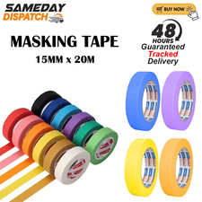 Masking Tape Multiple Colour Painters Tape 15mm X 20m, Clean Peel UV Resistant