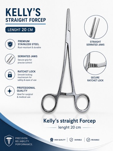 Kelly forcep 20cm straight - kelly,