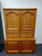 Vintage German/Austrian Schrank/Cabinet with Carved Solid Wood Doors - CS M27