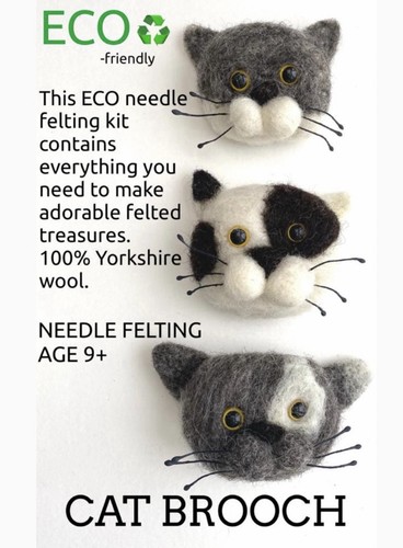 Eco needle felting - cat, kit