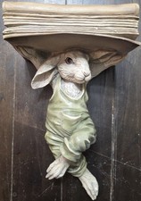 Vintage Chrisdon Farmer Rabbit Bookshelf Sconce Nursery Cottagegore Decor 13”