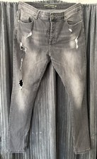 Loyalty & Faith Ripped Skinny Jeans  Ankle Zip Grey Stonewash 38R VGC