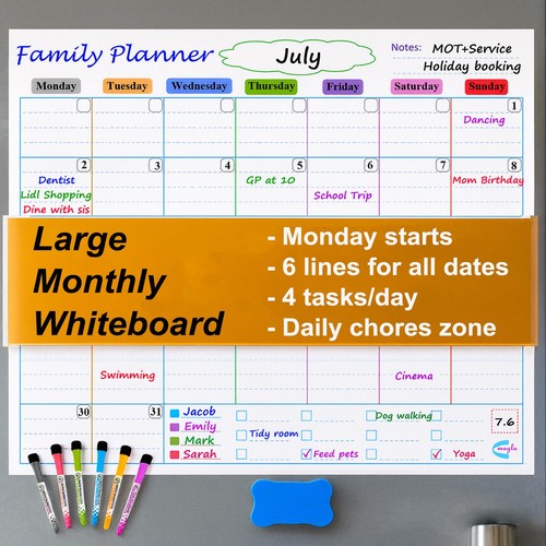 Large monthly magnetic fridge - monthly,