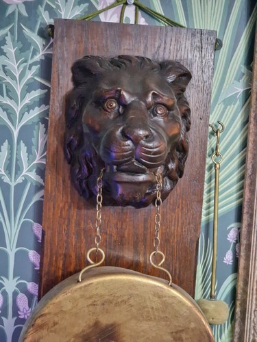 Antique carved wood lion - , head