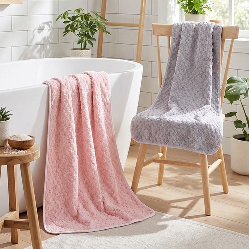 Pack coral fleece bathtowels - 4,